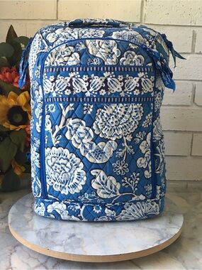 Vera Bradley Blue Lagoon Backpack Padded Laptop Quilted Floral Tote